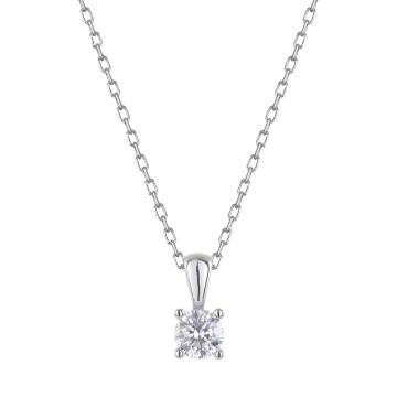 9ct White Gold Round Brilliant 0.50ct Diamond 4 Claw Pendant