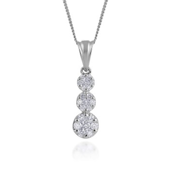 9ct White Gold Brilliant Cut 0.50ct Diamond Cluster Drop Pendant