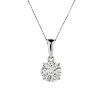 9ct White Gold Brilliant Cut 0.25ct Diamond Cluster Pendant