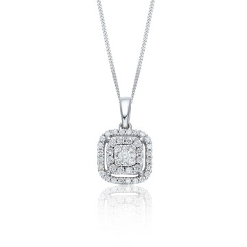 9ct White Gold Brilliant Cut 0.25ct Diamond Cluster Pendant