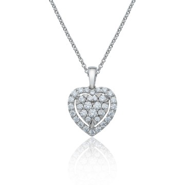 9ct White Gold Brilliant Cut 0.50ct Heart Shaped Diamond Halo Pendant