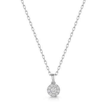 9ct White Gold Round Brilliant 0.15ct Diamond Illusion Style Pendant