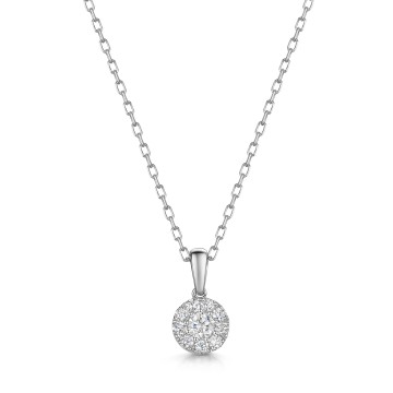 9ct White Gold Round Brilliant 0.33ct Diamond Illusion Style Pendant