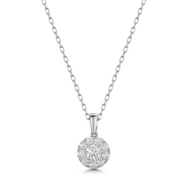 9ct White Gold Round Brilliant 0.55ct Diamond Illusion Style Pendant