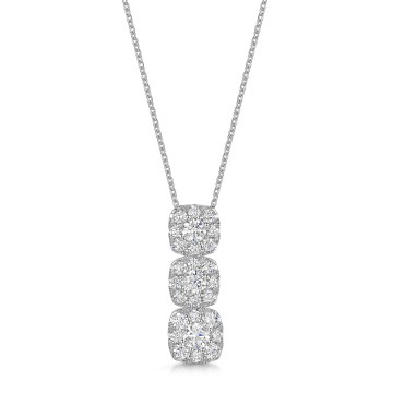 9ct White Gold Round Brilliant 0.70ct Diamond Triple Cluster Drop Pendant