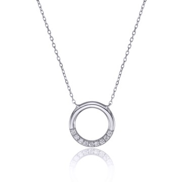 9ct White Gold Round Brilliant Cut Circle 0.05ct Diamond Necklet