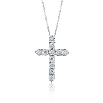 9ct White Gold Brilliant Cut 0.25ct Diamond Cross Pendant