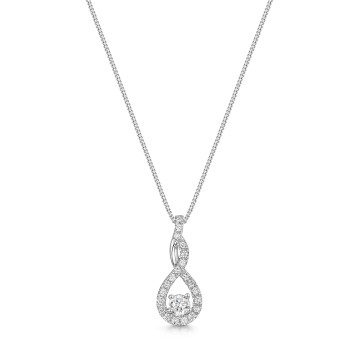 9ct White Gold Round Brilliant 0.33ct Diamond Twist Drop Pendant