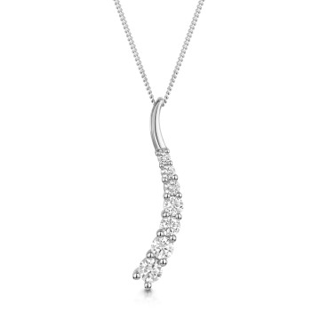 9ct White Gold Round Brilliant 0.50ct Diamond Wave Drop Pendant