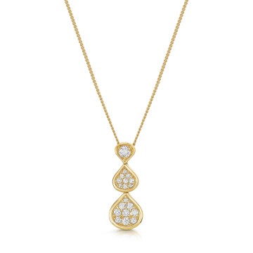9ct Yellow Gold 0.25ct Diamond Cluster Drop Pendant