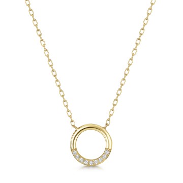 9ct Yellow Gold Round Brilliant Cut Circle 0.05ct Diamond Necklet