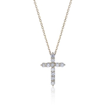 9ct Yellow Gold Brilliant Cut 0.25ct Diamond Cross Pendant