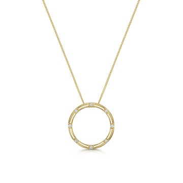 9ct Yellow Gold 0.05ct Diamond Open Circle Pendant