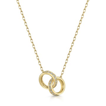 9ct Yellow Gold Round Brilliant 0.25ct Diamond Interlocking Ring Pendant
