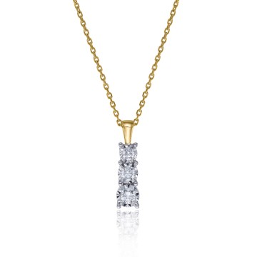 9ct Yellow Gold 0.24ct Diamond 3 Stone Pendant