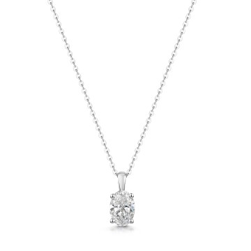 18ct White Gold Oval 0.50ct Lab Grown Diamond Pendant