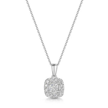 Platinum Princess Cut 0.50ct Diamond Halo Pendant