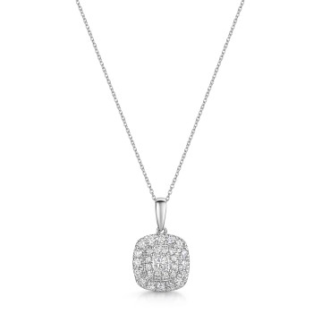 Platinum 0.50ct Princess Cut Diamond Double Halo Pendant