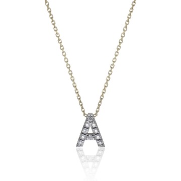 9ct Yellow Gold 0.05ct Diamond 'A' Initial Pendant