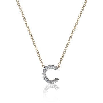 9ct Yellow Gold 0.05ct Diamond 'C' Initial Pendant