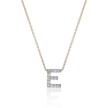 9ct Yellow Gold 0.06ct Diamond 'E' Initial Pendant