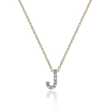 9ct Yellow Gold 0.04ct Diamond 'J' Initial Pendant