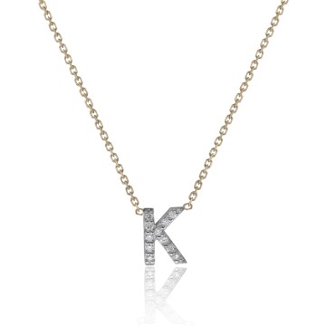 9ct Yellow Gold 0.06ct Diamond 'K' Initial Pendant