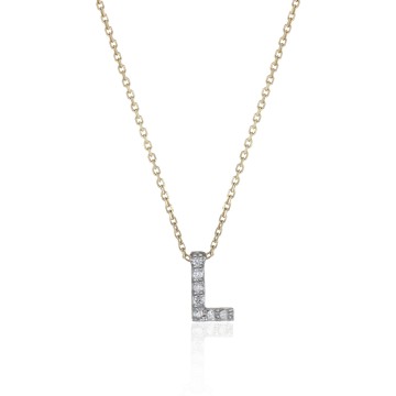 9ct Yellow Gold 0.03ct Diamond 'L' Initial Pendant