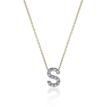 9ct Yellow Gold 0.06ct Diamond 'S' Initial Pendant