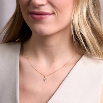9ct Yellow Gold Round Brilliant 0.05ct Diamond Initial K Pendant