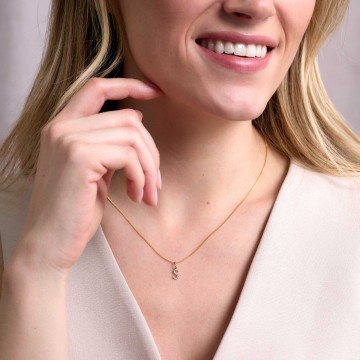 9ct Yellow Gold Round Brilliant 0.06ct Diamond Initial S Pendant