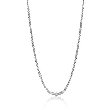 18ct White Gold Brilliant Cut 1.88ct Diamond Graduated Tennis Necklace