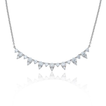 18ct White Gold Brilliant Cut 0.84ct Diamond Cluster Necklace