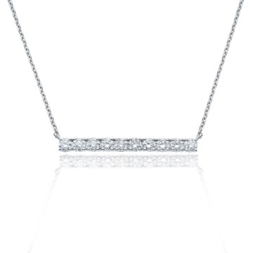 18ct White Gold Brilliant Cut 0.81ct Diamond Bar Necklace