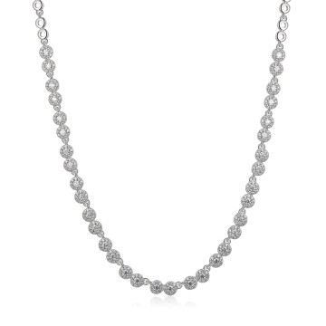 18ct White Gold Round Brilliant 5.20ct Illusion Set Diamond Cluster Necklet - Chisholm Hunter Exclusive