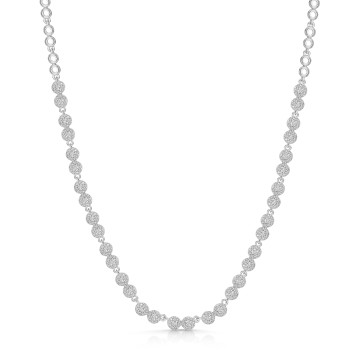 18ct White Gold Round Brilliant 2.15ct Diamond Illusion Style Cluster Necklet