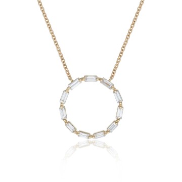 18ct Yellow Gold 0.47ct Baguette Cut Open Diamond Pendant