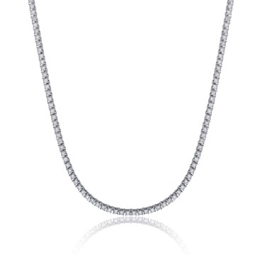 9ct White Gold Brilliant Cut 3.03ct Diamond Tennis Necklace
