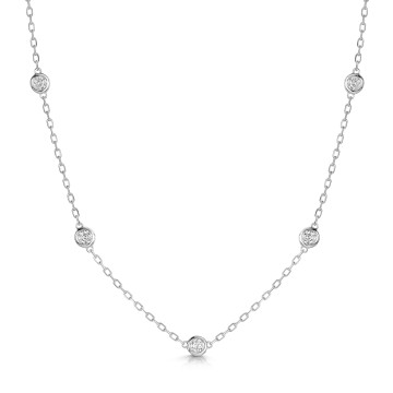 9ct White Gold Rub Over Staggered 0.40ct Diamond Necklet