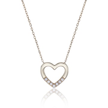 9ct Yellow Gold Round Brilliant Cut Heart Shape 0.04ct Diamond Necklet