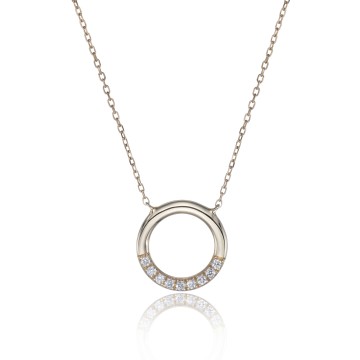 9ct Yellow Gold Round Brilliant Cut Circle 0.05ct Diamond Necklet