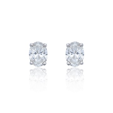 18ct White Gold Oval Cut 1.00ct Diamond Earrings