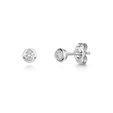 18ct White Gold Round Brilliant 0.23ct Diamond Bezel Set Earrings