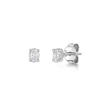 18ct White Gold Oval 0.30ct Diamond Solitaire Earrings
