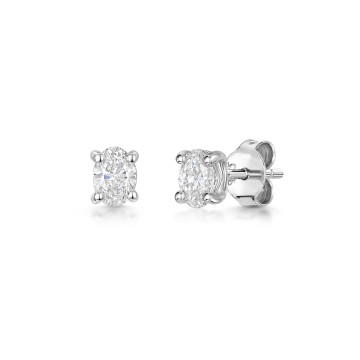 18ct White Gold Oval 0.60ct Diamond Solitaire Earrings