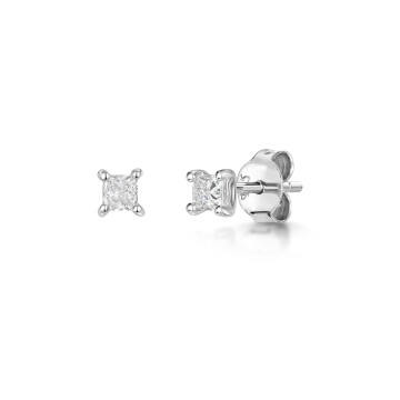 18ct White Gold Princess cut 0.25ct Diamond Solitaire Earrings