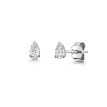 18ct White Gold Pear 0.25ct Diamond Solitaire Earrings