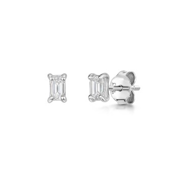 18ct White Gold 0.50ct Emerald Cut Diamond Solitaire Earrings
