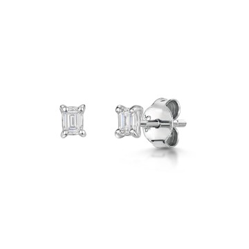 18ct White Gold 0.30ct Emerald Cut Diamond Solitaire Earrings