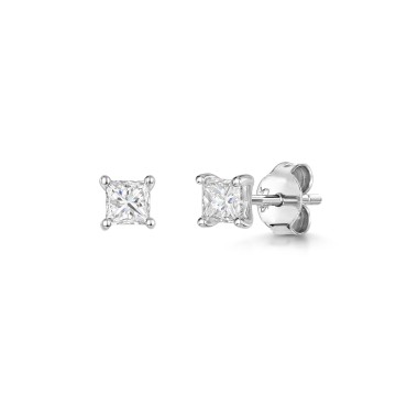 18ct White Gold 0.60ct Princess Cut Diamond Solitaire Earrings